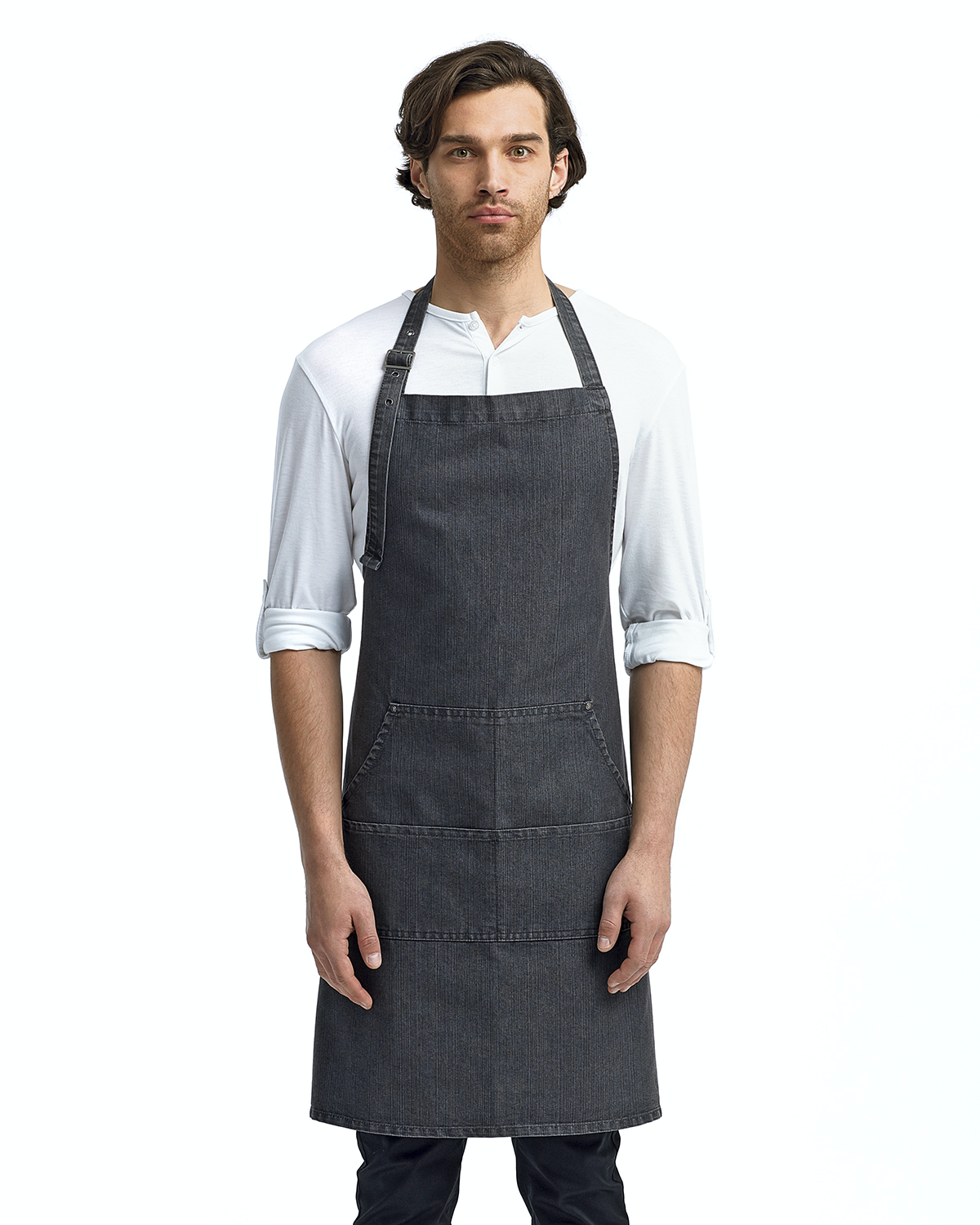 Unisex Jeans Stitch Denim Bib Apron - Black Denim