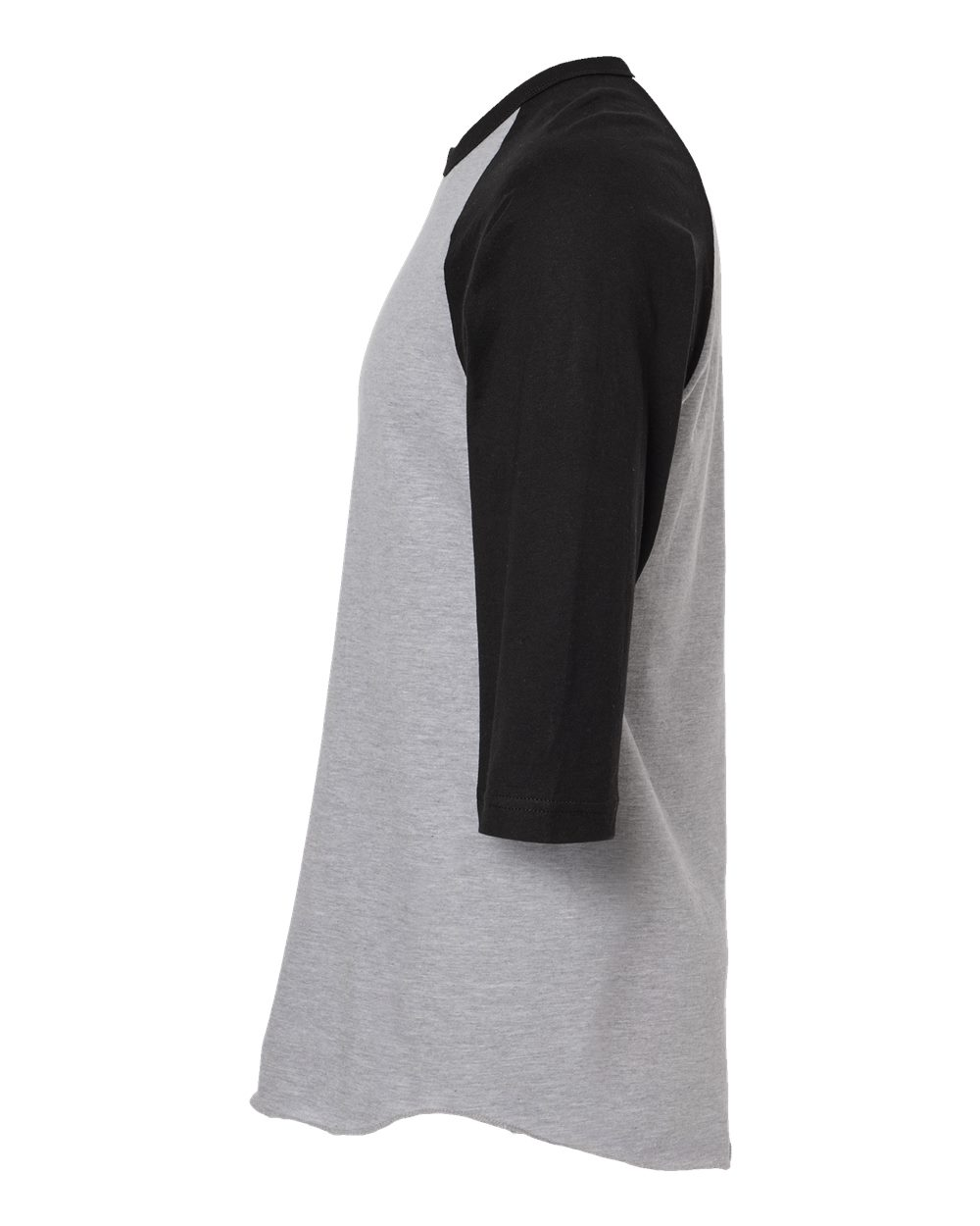 Unisex Fine Jersey Raglan Tee - Heather Gray / Black