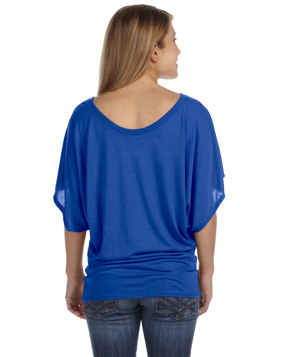 Women's Flowy Draped Sleeve Dolman T-Shirt - True Royal