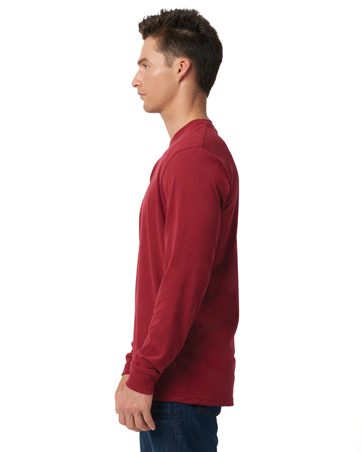 Unisex Sueded Long-Sleeve Crew - Cardinal