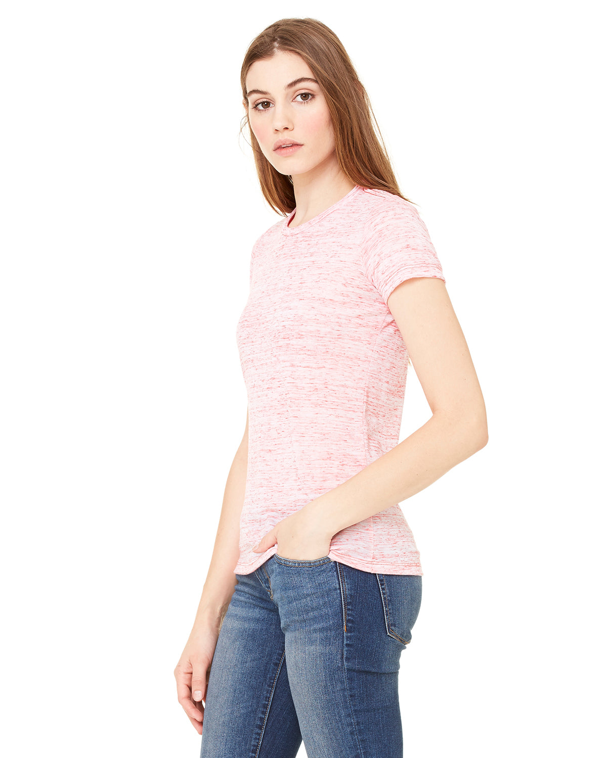 Women's Cotton/Polyester Tee - Red Marble