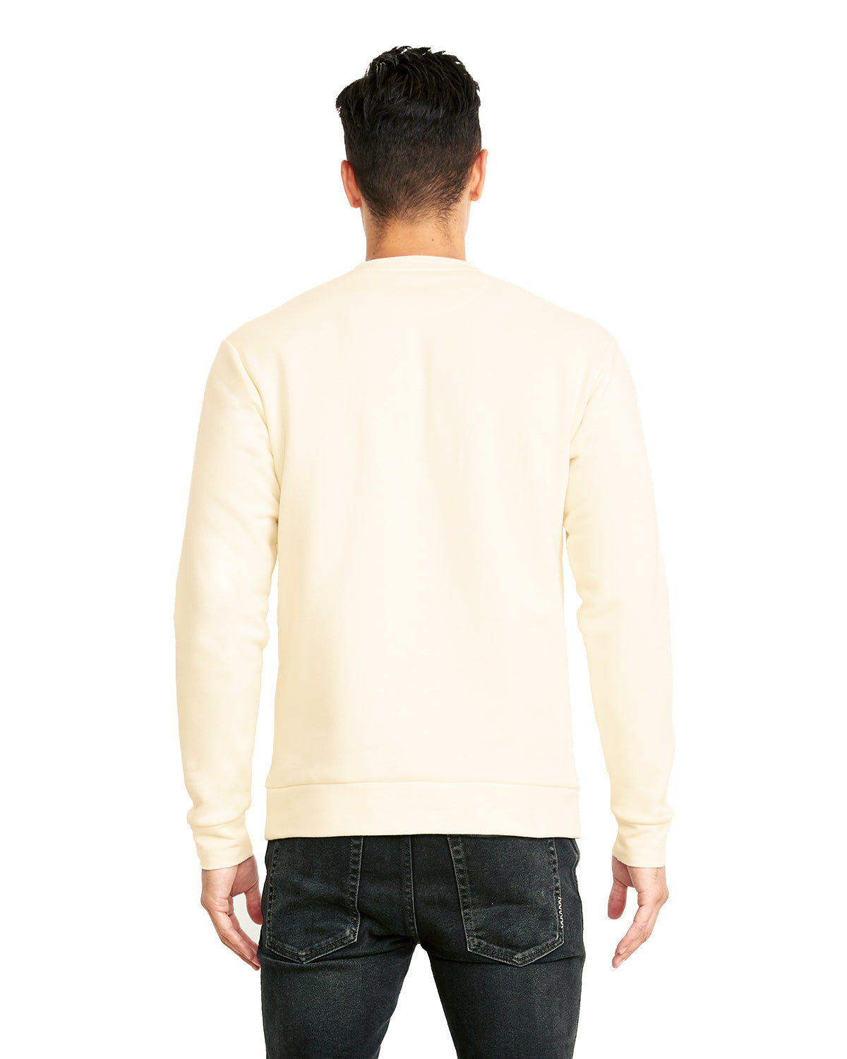 Unisex Long-Sleeve Crew with Pocket - Natural