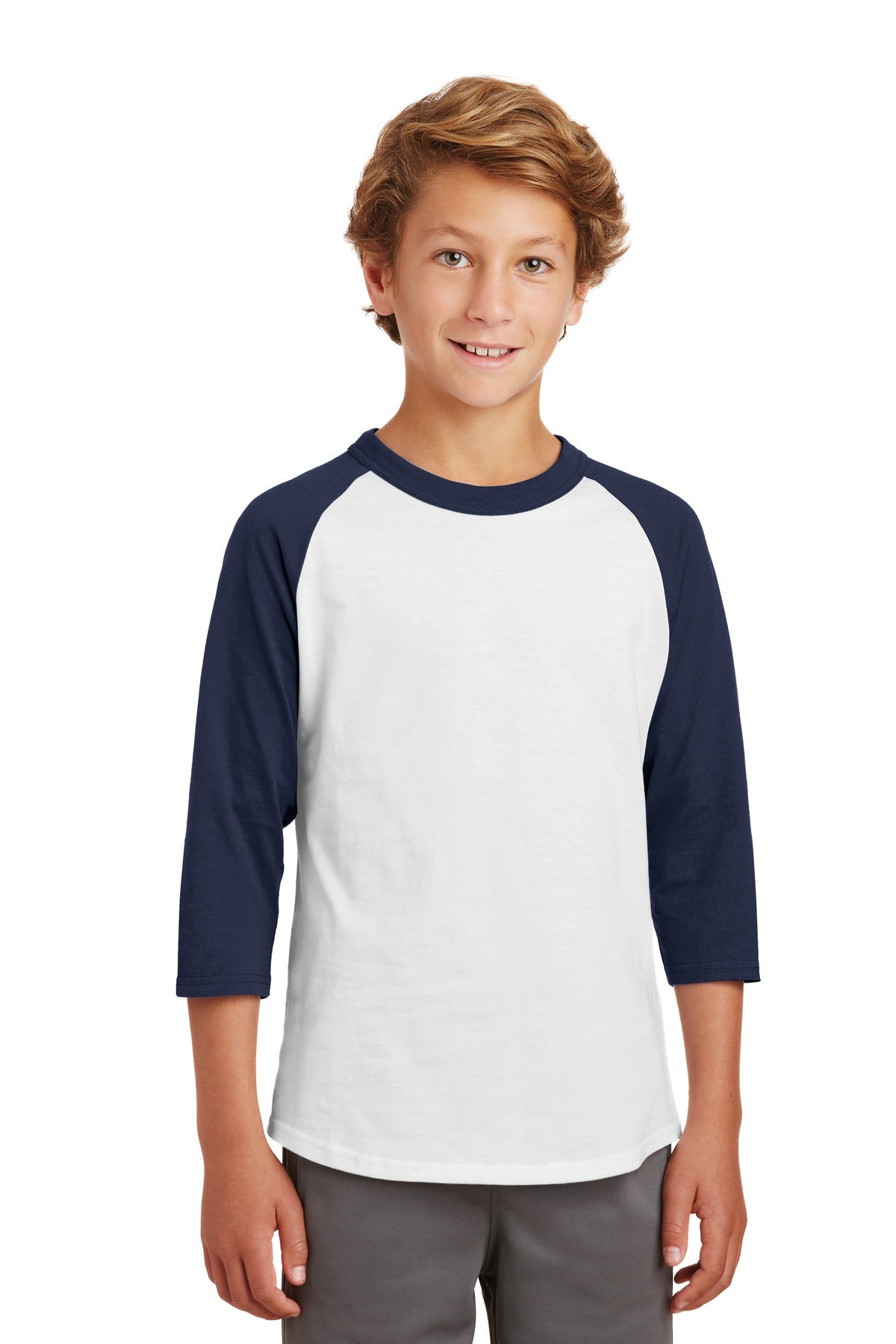 Youth Colorblock Raglan Jersey - White / Navy