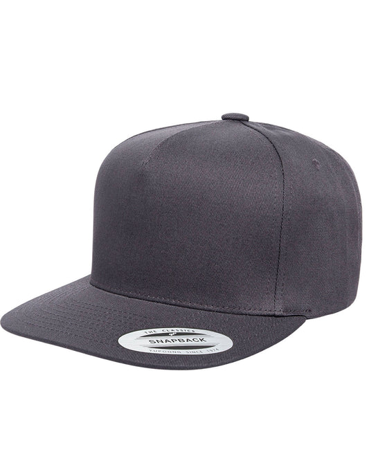 Unisex 5-Panel Cotton Twill Snapback Cap - Dark Gray