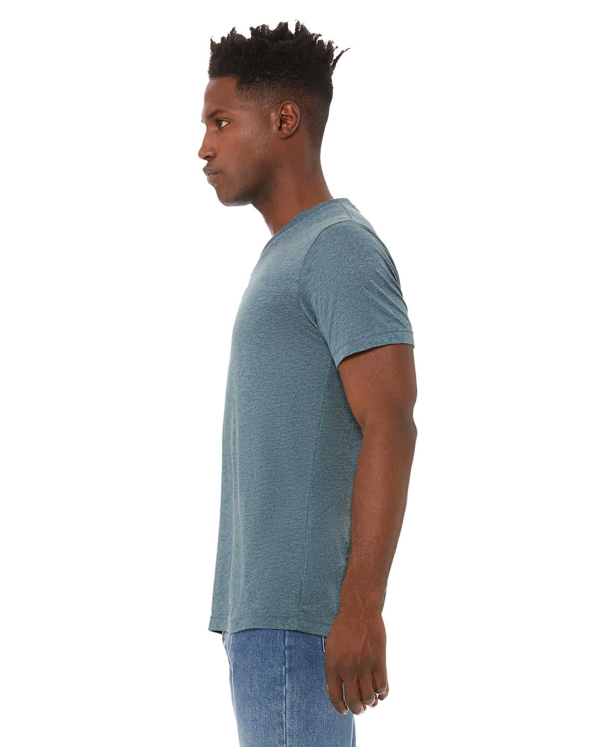 Unisex Triblend V-Neck T-Shirt - Denim Triblend