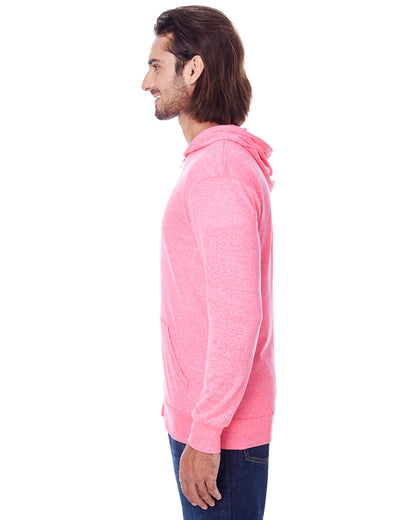 Unisex Triblend Full-Zip Light Hoodie - Neon Pink Triblend