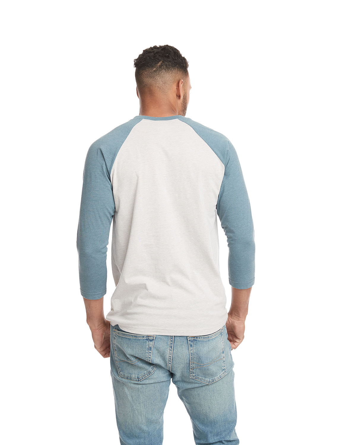 Unisex CVC 3/4 Sleeve Raglan Baseball T-Shirt - Indigo / Silk
