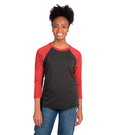 Unisex Triblend 3/4-Sleeve Raglan - Vintage Red / Vintage Black
