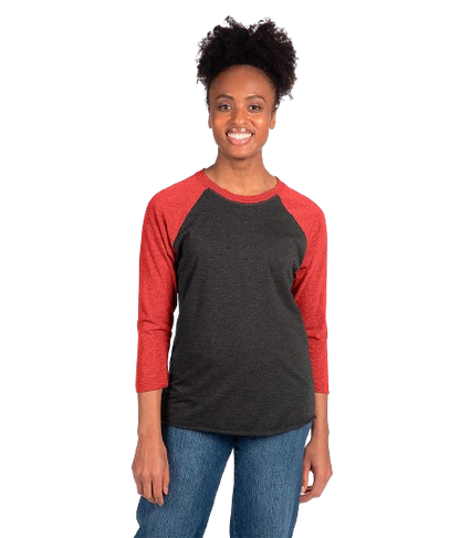 Unisex Triblend 3/4-Sleeve Raglan - Vintage Red / Vintage Black