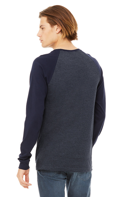 Men's Jersey Long-Sleeve Baseball T-Shirt - Heather Navy / Midnight