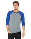 Bella + Canvas 3200 - Unisex 3/4-Sleeve Baseball T-Shirt - Gray / True Royal Triblend