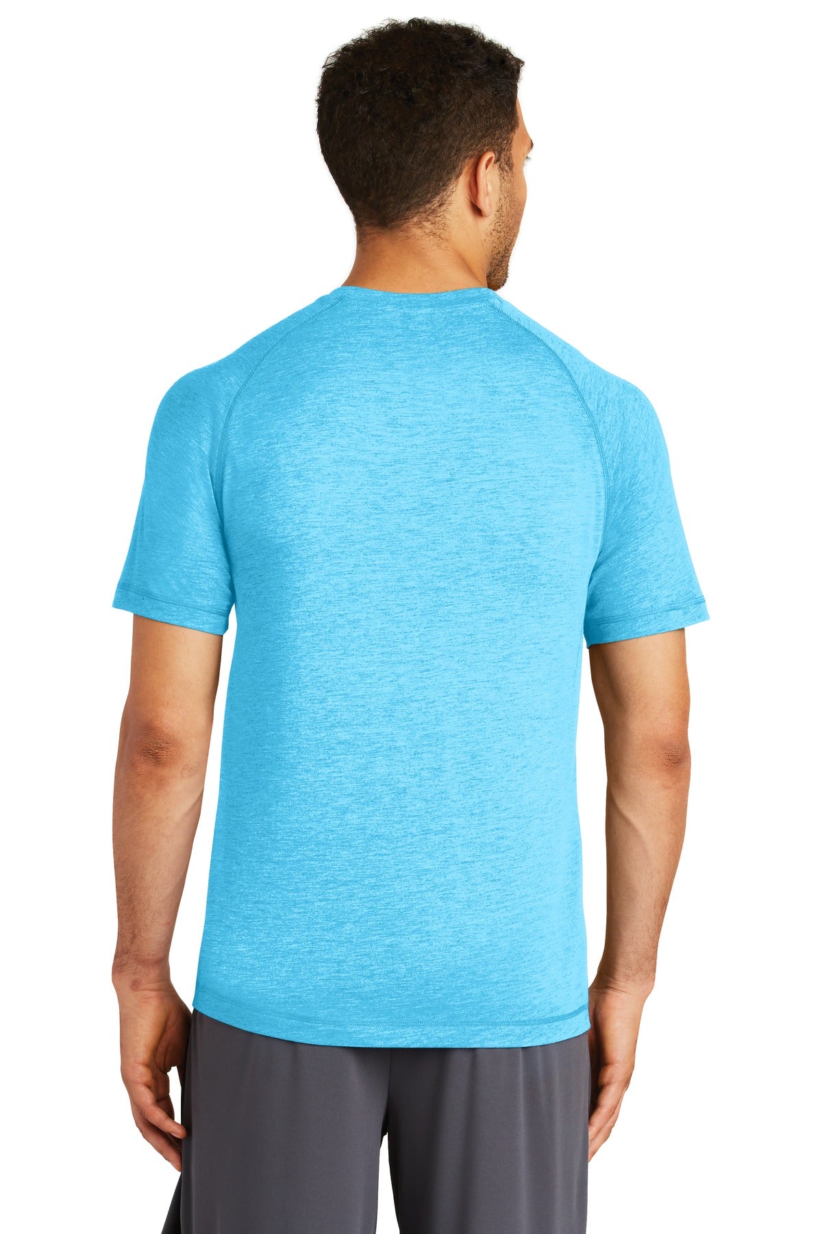 Unisex PosiCharge Tri-Blend Wicking Raglan Tee - Pond Blue Heather