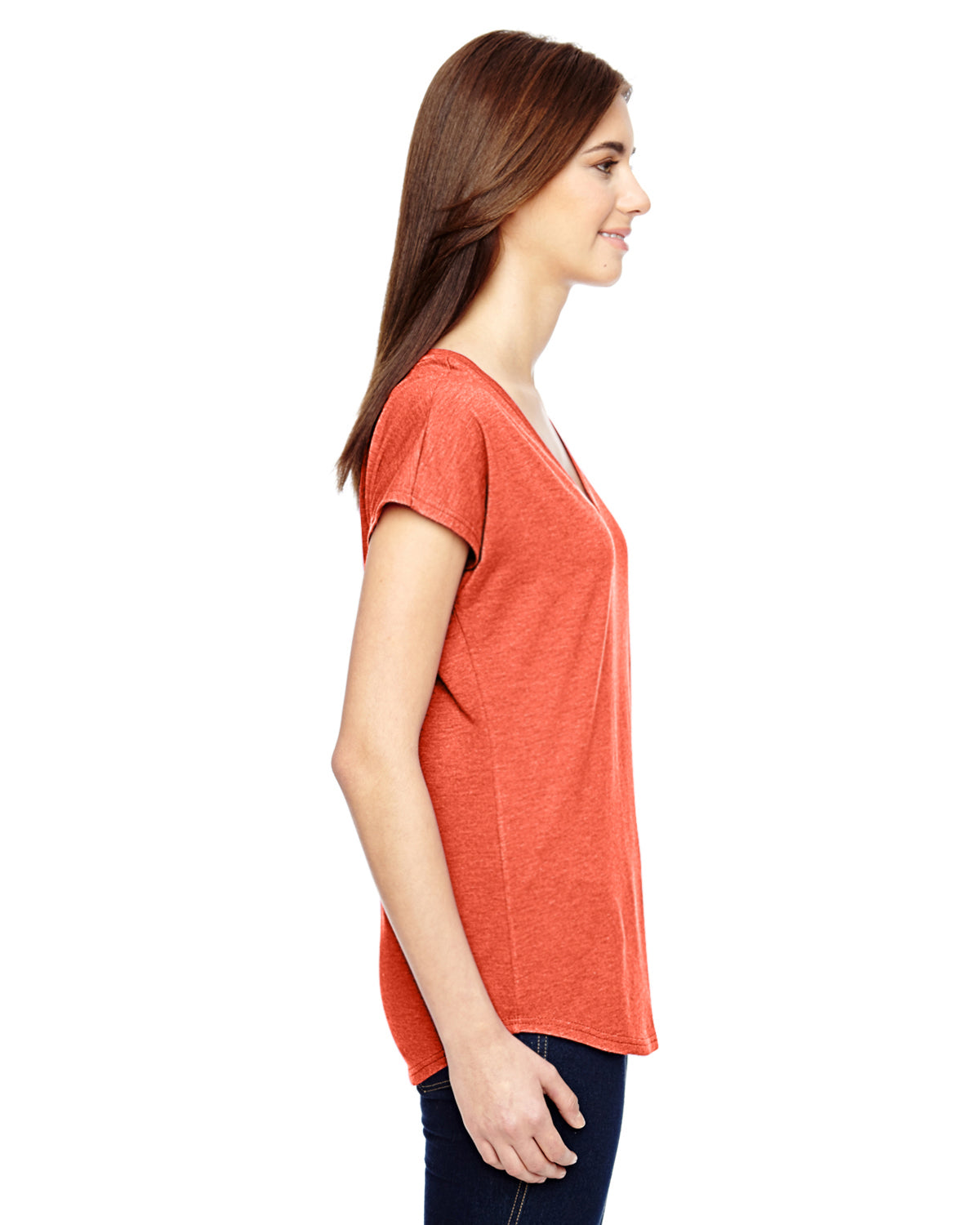 Women's Triblend V-Neck T-Shirt - Heather Orange