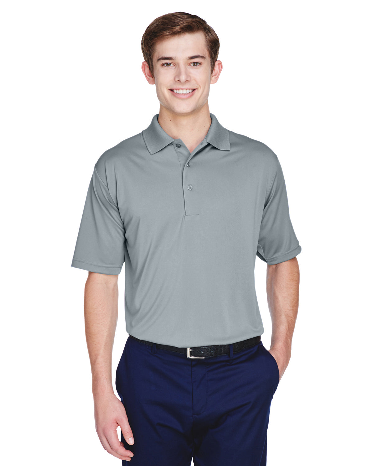 Men's Cool & Dry 8-Star Elite Performance Interlock Polo - Silver
