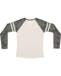 Women's Gameday Mash-Up Long Sleeve Fine Jersey T-Shirt - Nt Heather / Vintage Camouflage / Nt