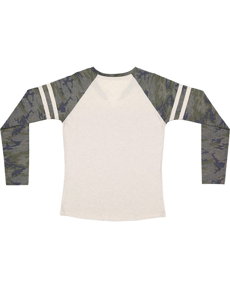 Women's Gameday Mash-Up Long Sleeve Fine Jersey T-Shirt - Nt Heather / Vintage Camouflage / Nt