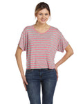 Women's Flowy Boxy T-Shirt - Heather Striped Athletic / Neon Pink