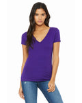 Ladies' Jersey Short-Sleeve Deep V-Neck T-Shirt - Team Purple