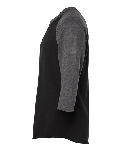 Unisex Fine Jersey Raglan Tee - Black / Heather Charcoal