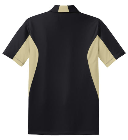 Men's Side Blocked Micropique Sport-Wick Polo - Black / Vegas Gold