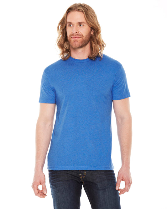 Unisex Poly-Cotton USA Made Crewneck T-Shirt - Heather Lake Blue
