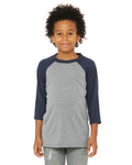 Youth 3/4-Sleeve Baseball T-Shirt - Gray / Navy Triblend