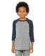 Bella + Canvas 3200Y - Youth 3/4-Sleeve Baseball T-Shirt - Gray / Navy Triblend