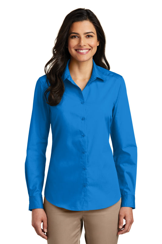 Women's Long Sleeve Carefree Poplin Shirt - Coastal Blue