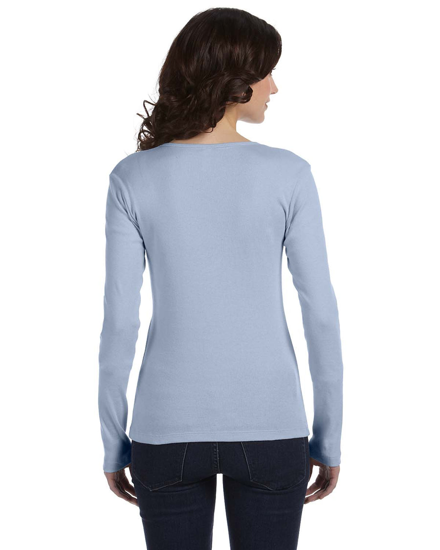 Women's Stretch Rib Long-Sleeve T-Shirt - Baby Blue