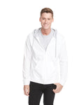 Unisex French Terry Zip Hoodie - White / Heather Gray