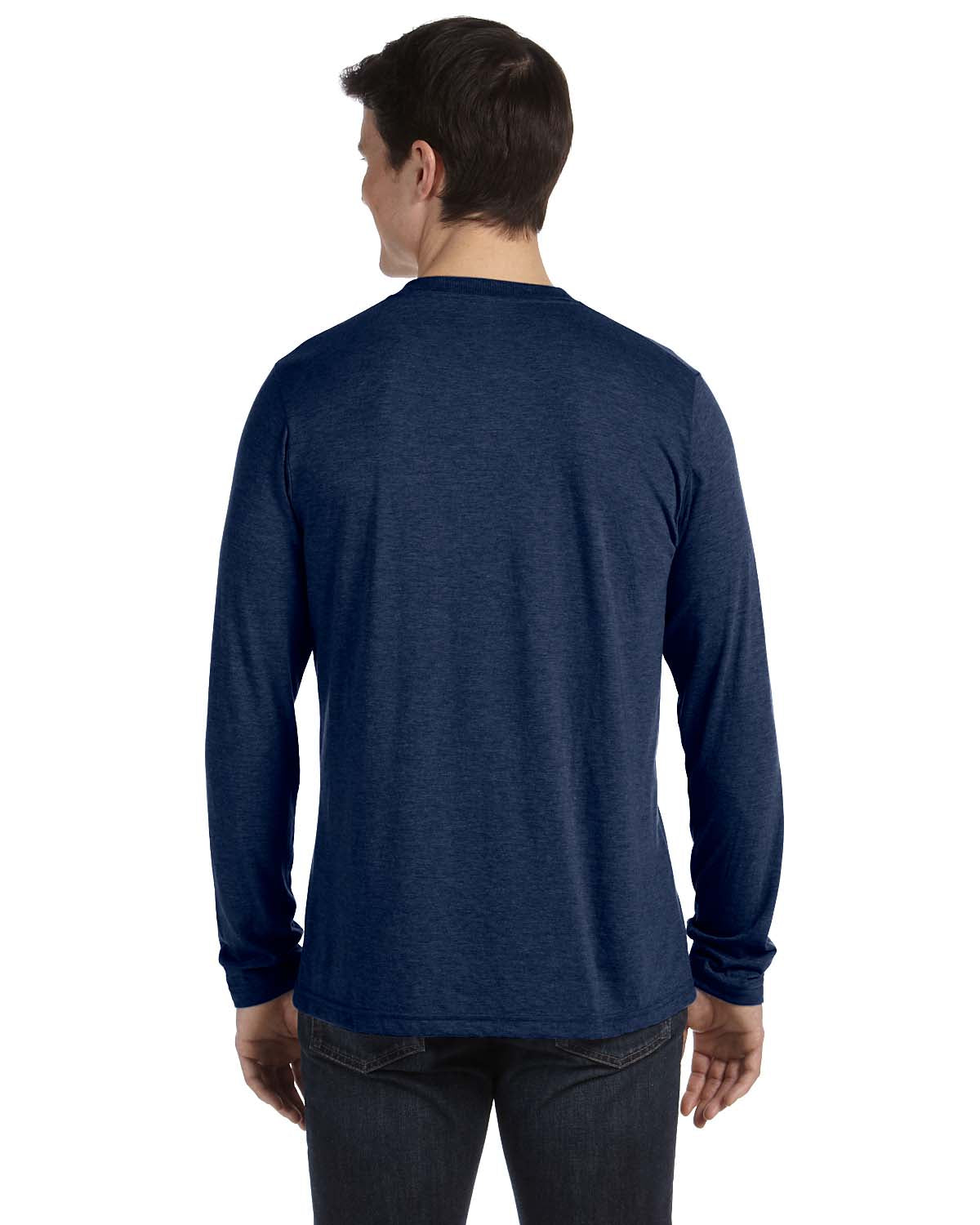 Unisex Jersey Long-Sleeve V-Neck T-Shirt - Navy Triblend