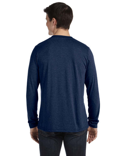 Unisex Jersey Long-Sleeve V-Neck T-Shirt - Navy Triblend