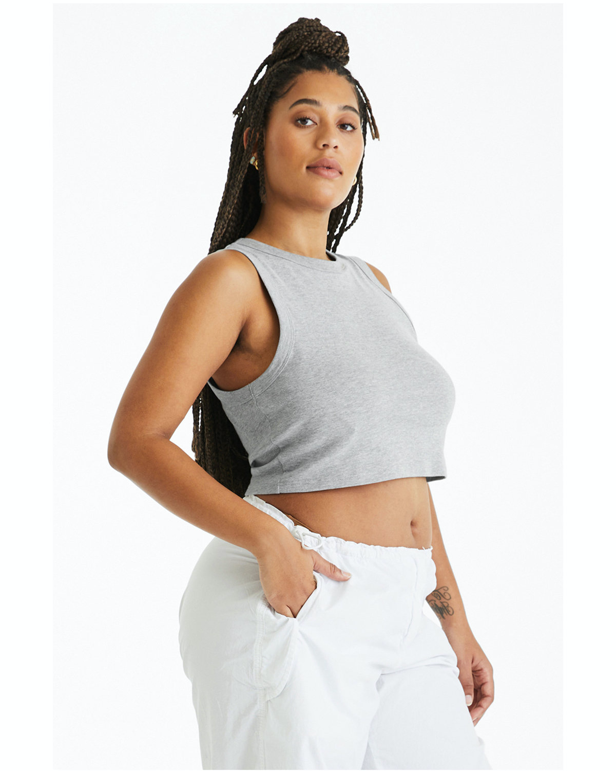 Women's Micro Rib Muscle Crop Tank - Heather Athletic