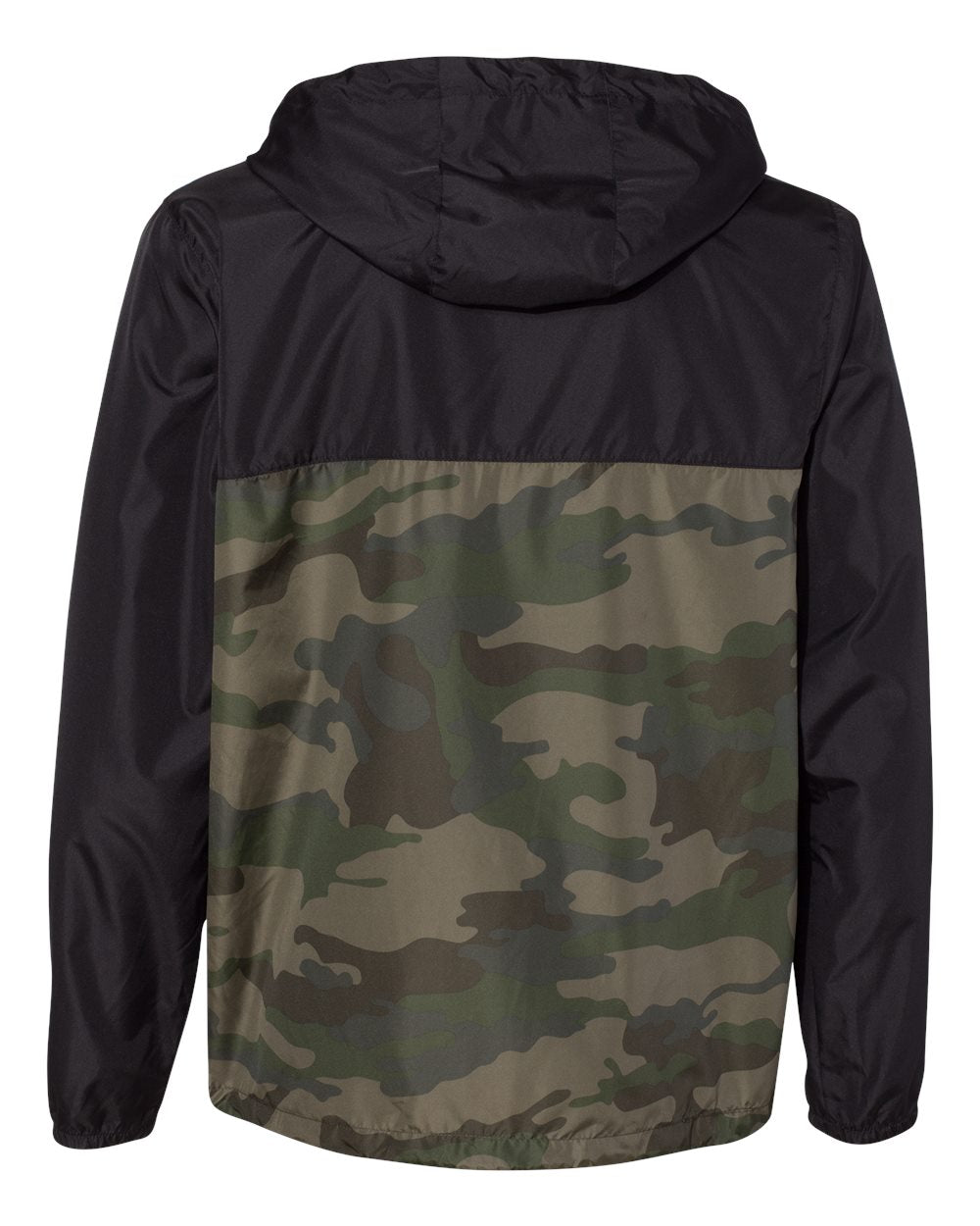 Unisex Water-Resistant Lightweight Windbreaker - Black / Forest Camo