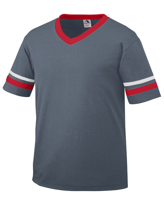 Unisex Sleeve Stripe Jersey - Graphite / Red / White