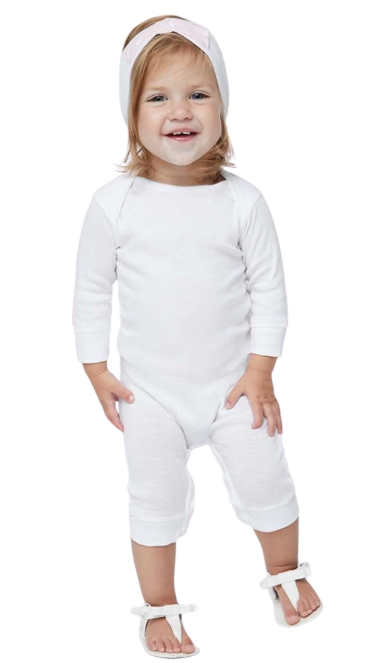 Infant Long-Sleeve Baby Rib Coverall - White