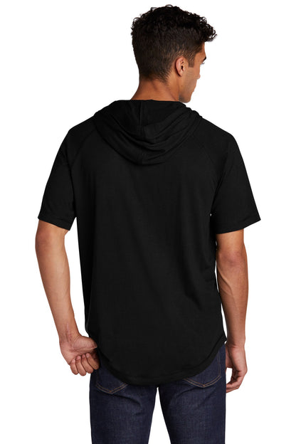Unisex PosiCharge Tri-Blend Wicking Short Sleeve Hoodie - Black Triad So