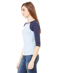 Women's Baby Rib 3/4-Sleeve Contrast Raglan T-Shirt - Baby Blue / Navy