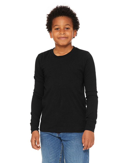 Youth Heather CVC Long Sleeve Tee - Heather Black