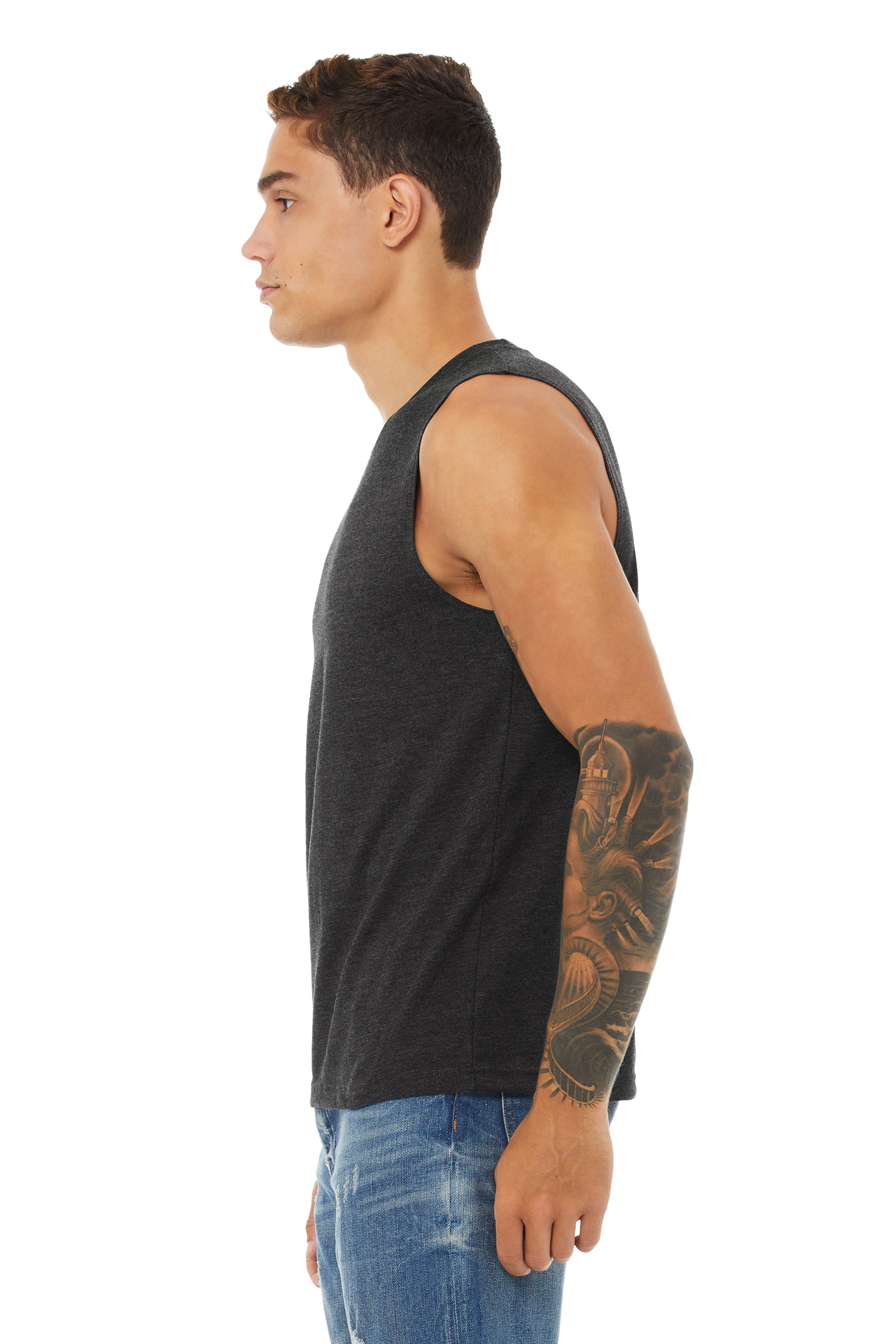 Unisex Jersey Muscle Tank - Heather Dark Gray