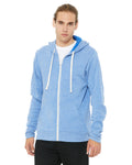 Unisex Triblend Sponge Fleece Full-Zip Hoodie - Blue Triblend