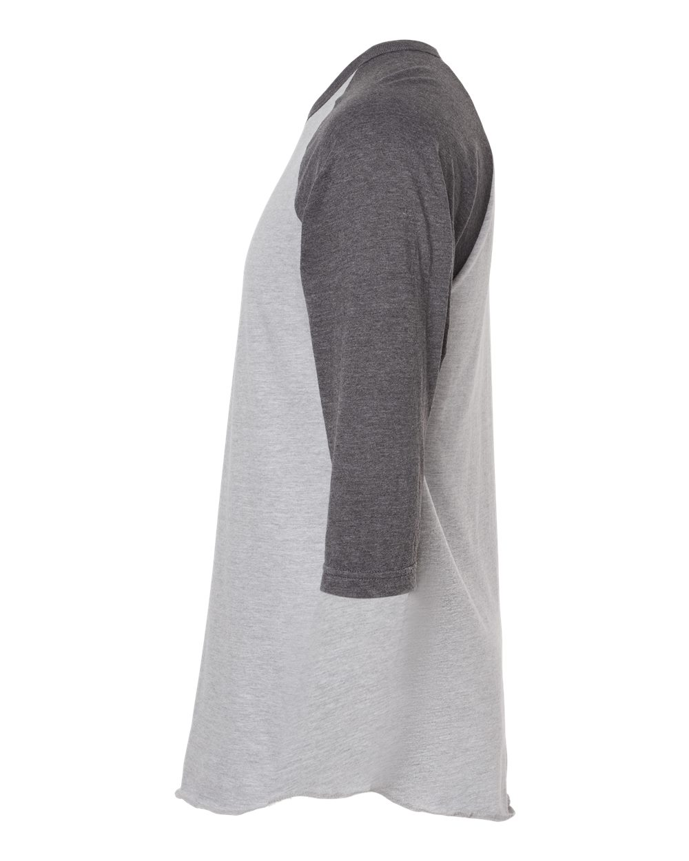 Unisex Fine Jersey Raglan Tee - Heather Gray / Heather Charcoal