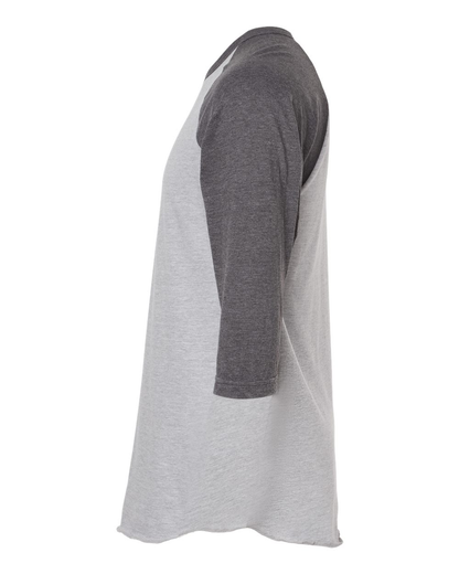 Unisex Fine Jersey Raglan Tee - Heather Gray / Heather Charcoal
