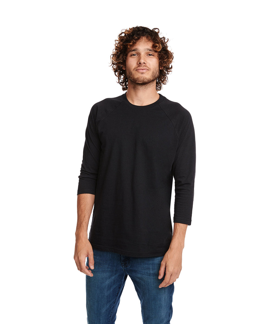 Unisex CVC 3/4 Sleeve Raglan Baseball T-Shirt - Black / Black