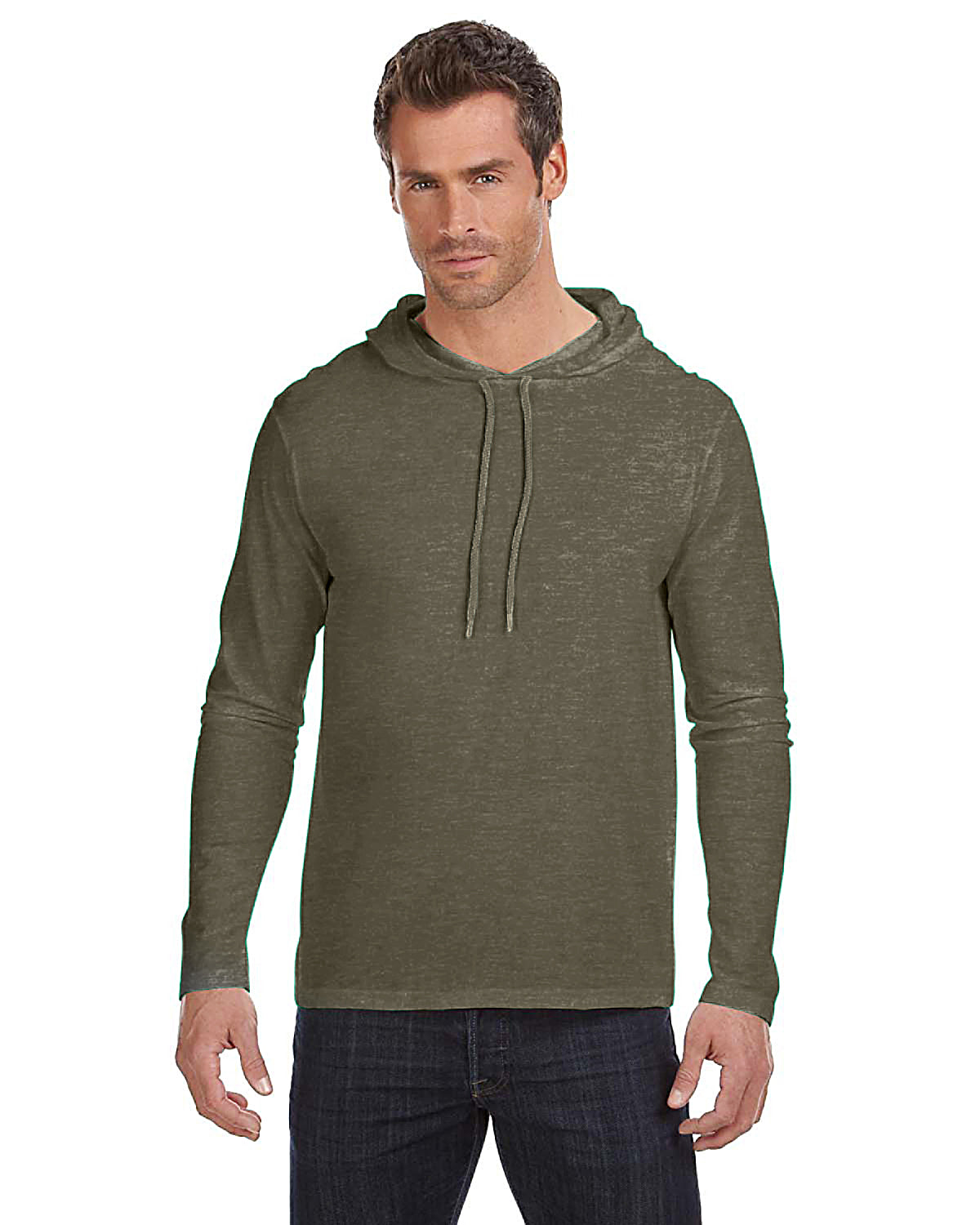 Unisex Lightweight Long-Sleeve Hooded T-Shirt - Heather Cty Green / N Ye