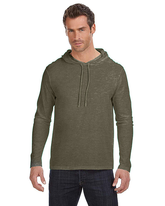 Unisex Lightweight Long-Sleeve Hooded T-Shirt - Heather Cty Green / N Ye