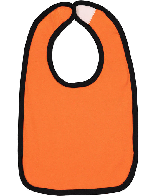Infant Jersey Contrast Trim Velcro™ Bib - Orange / Black