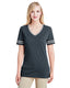 Jerzees 602WVR - Women's TRI-BLEND Varsity V-Neck T-Shirt - Black Heather / Oxford