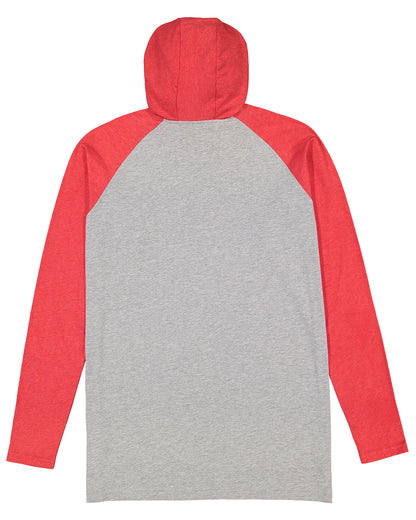 Men's Hooded Raglan Long Sleeve Fine Jersey T-Shirt - Vintage Heather / Vintage Red / White
