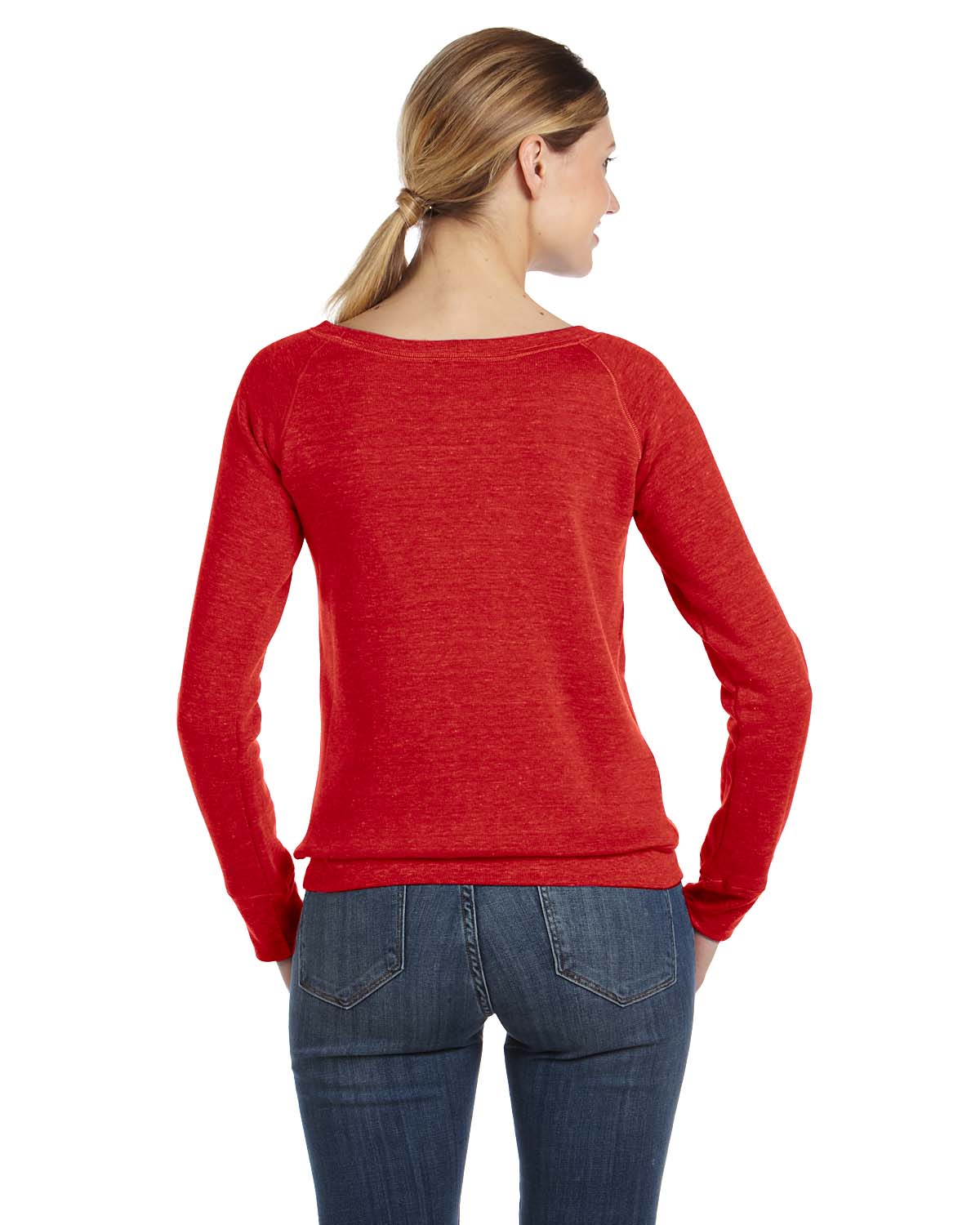 Women's Sponge Fleece Wide Neck Sweatshirt - Red